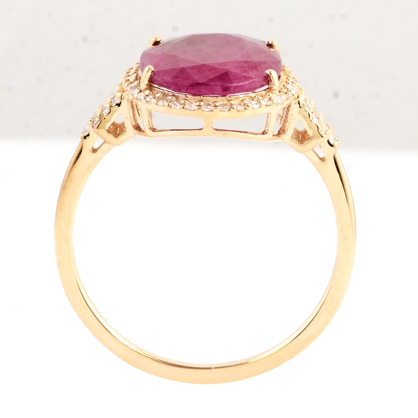3.43 Ct Oval Mixed Cut Natural Corundum Ruby 14K Gold Ring