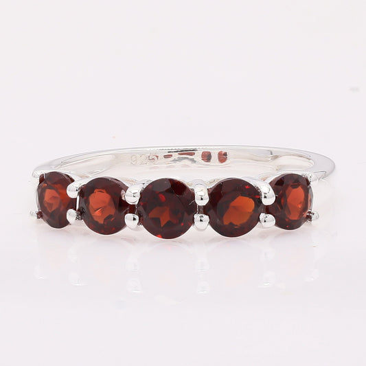 1.70 Ct Round Garnet 925 Silver Ring
