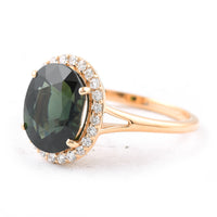 4.52 Ct Oval Green Sapphire 18K Gold Ring
