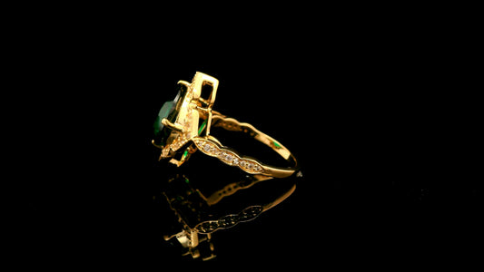 3.95 Ct Cushion Lab Grown Emerald 14K Gold Ring