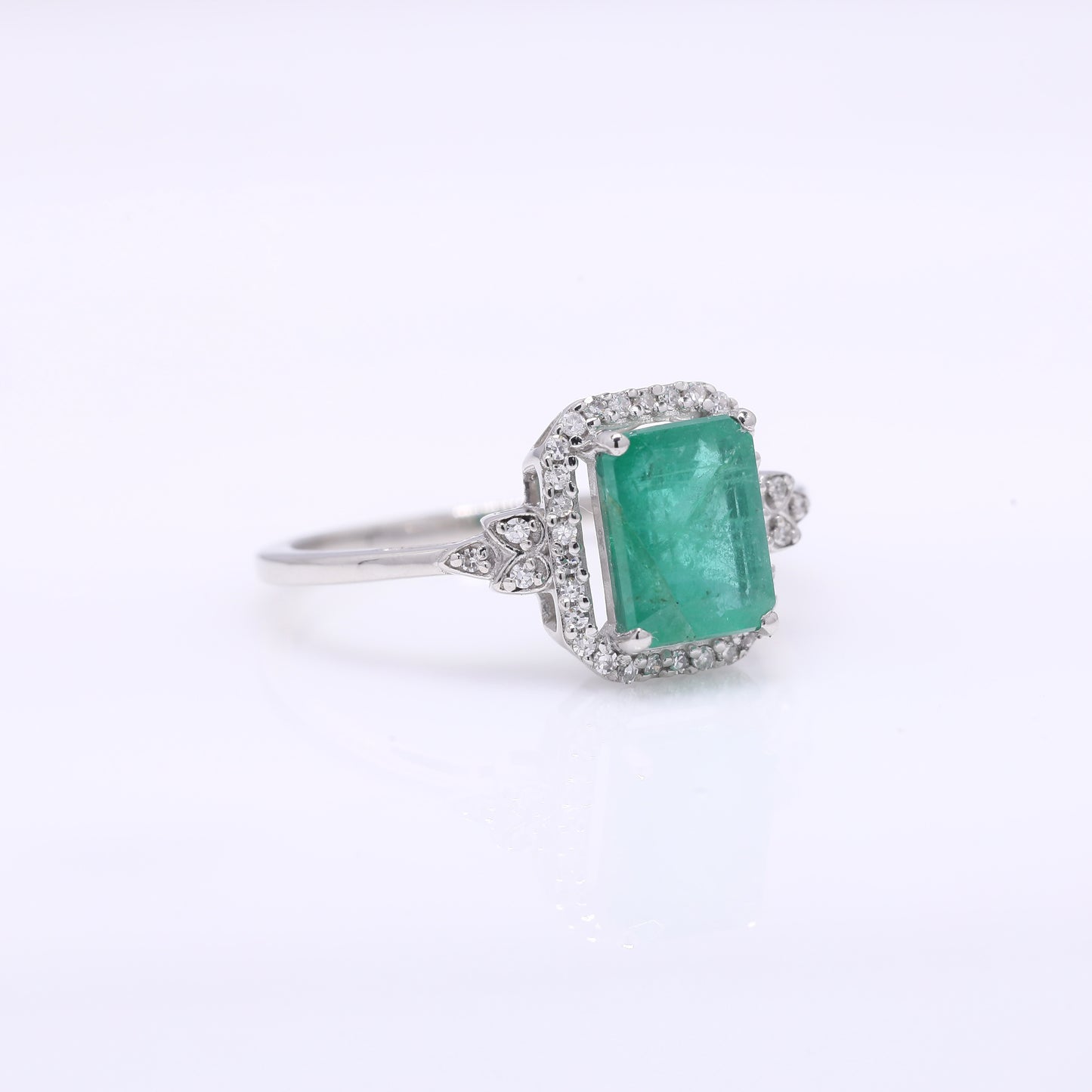 1.73 Ct Octagon Step Cut Natural Emerald 950 Platinum Ring