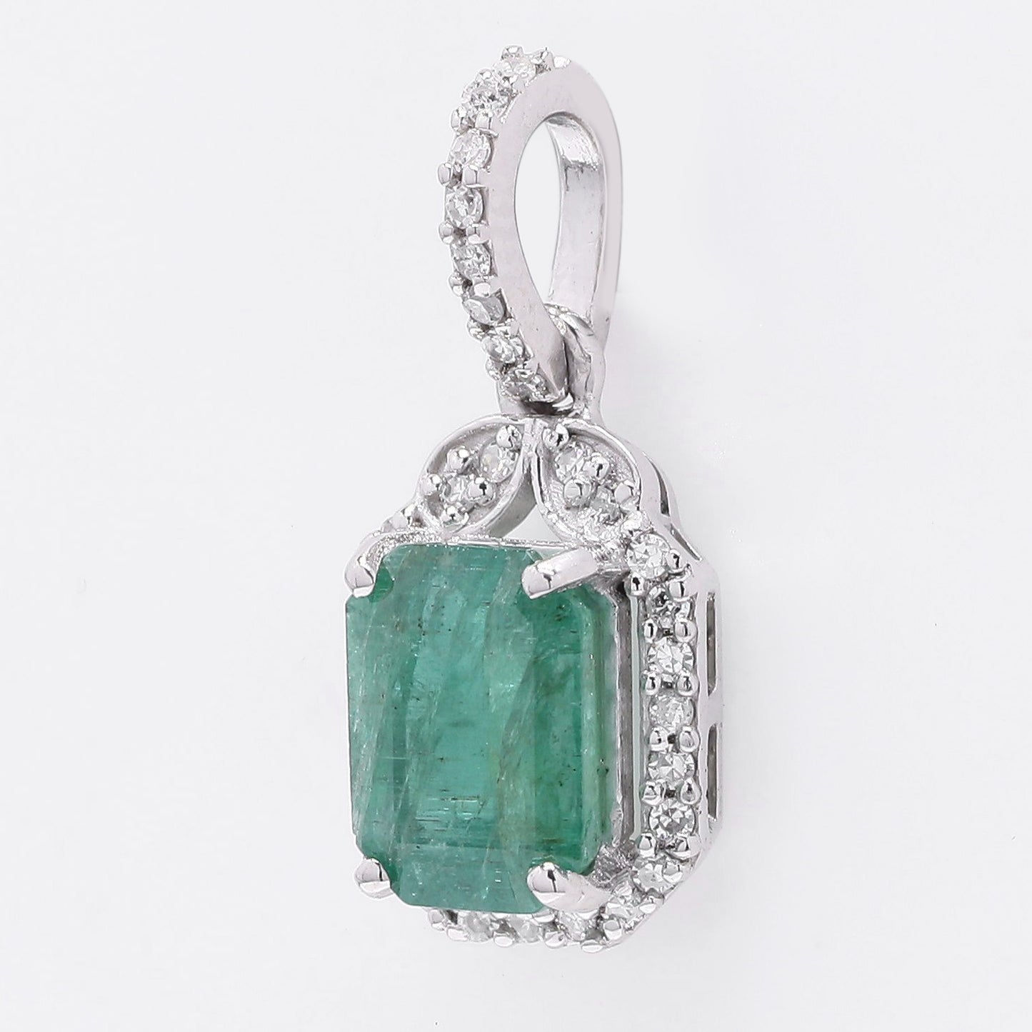 1.15 Ct Octagon Step Cut Natural Emerald 950 Platinum Pendant