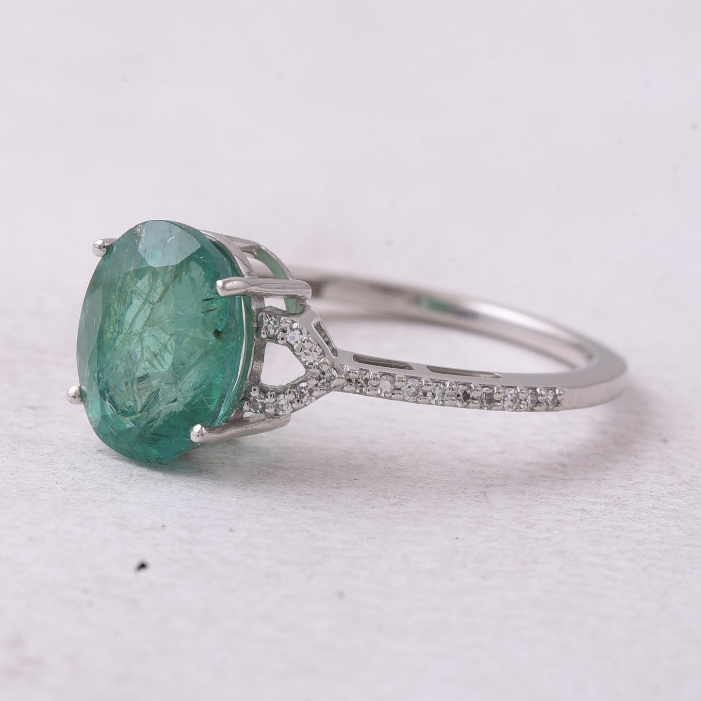 2.67 Ct Oval Mixed Cut Natural Emerald 950 Platinum Ring
