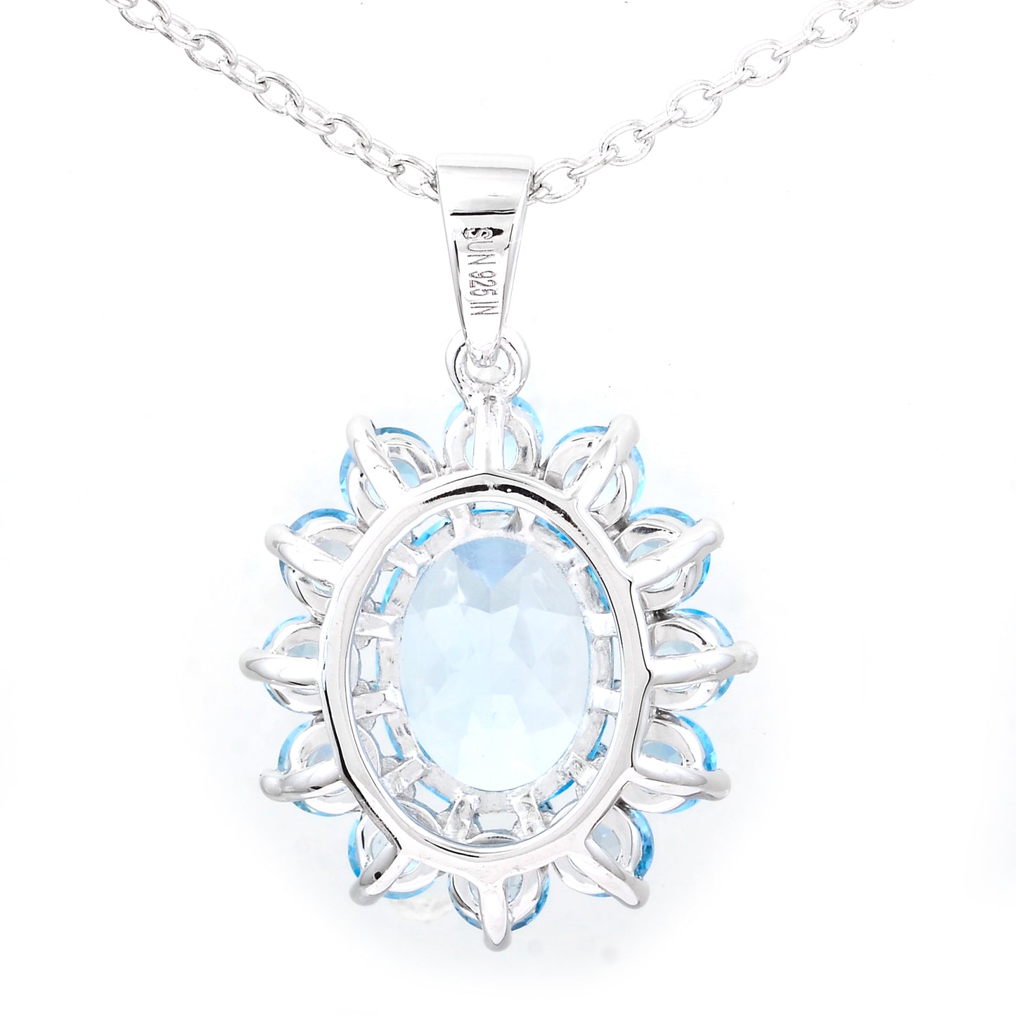 3.68 Ct Oval Sky Blue Topaz, Swiss Blue Topaz 925 Sterling Silver Pendant