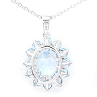 3.68 Ct Oval Sky Blue Topaz, Swiss Blue Topaz 925 Sterling Silver Pendant