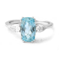 2.33 Ct Cushion Aquamarine 950 Platinum Ring