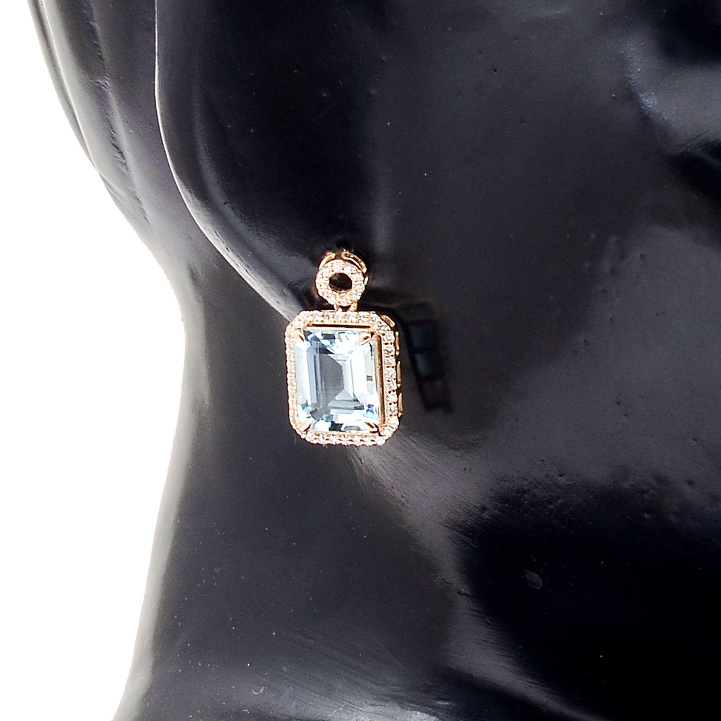 4.21 Ct Octagon Natural Aquamarine 14K Gold Earrings