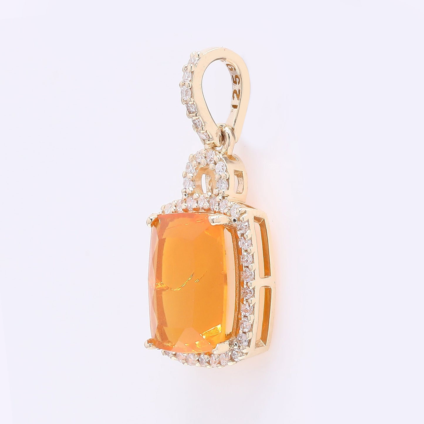 1.64 Ct Cushion Mixed Cut Natural Fire Opal 14K Gold Pendant