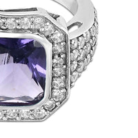 5.44 Ct Octagon Amethyst, Cubic Zirconia 925 Sterling Silver Ring
