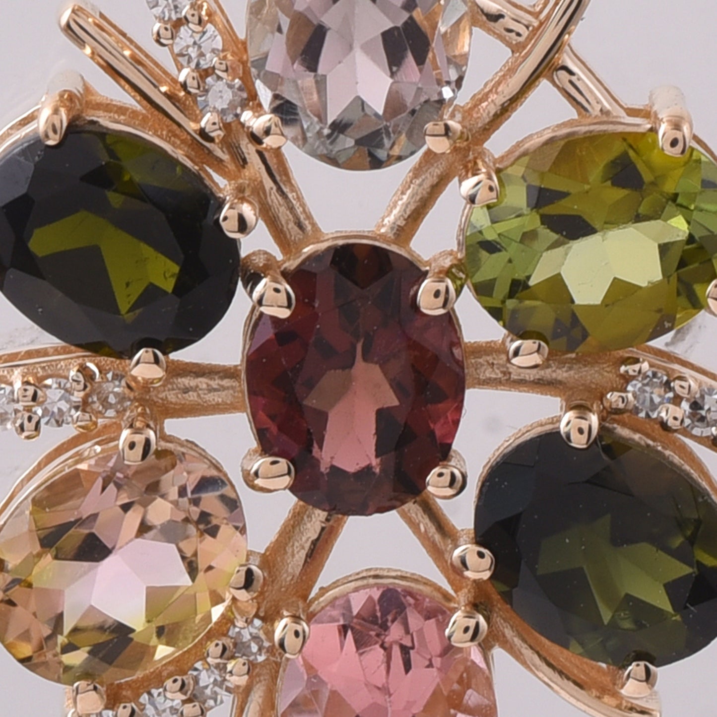 2.48 Ct Oval Mixed Cut Natural Multi-Coloured Tourmaline 14K Gold Pendant