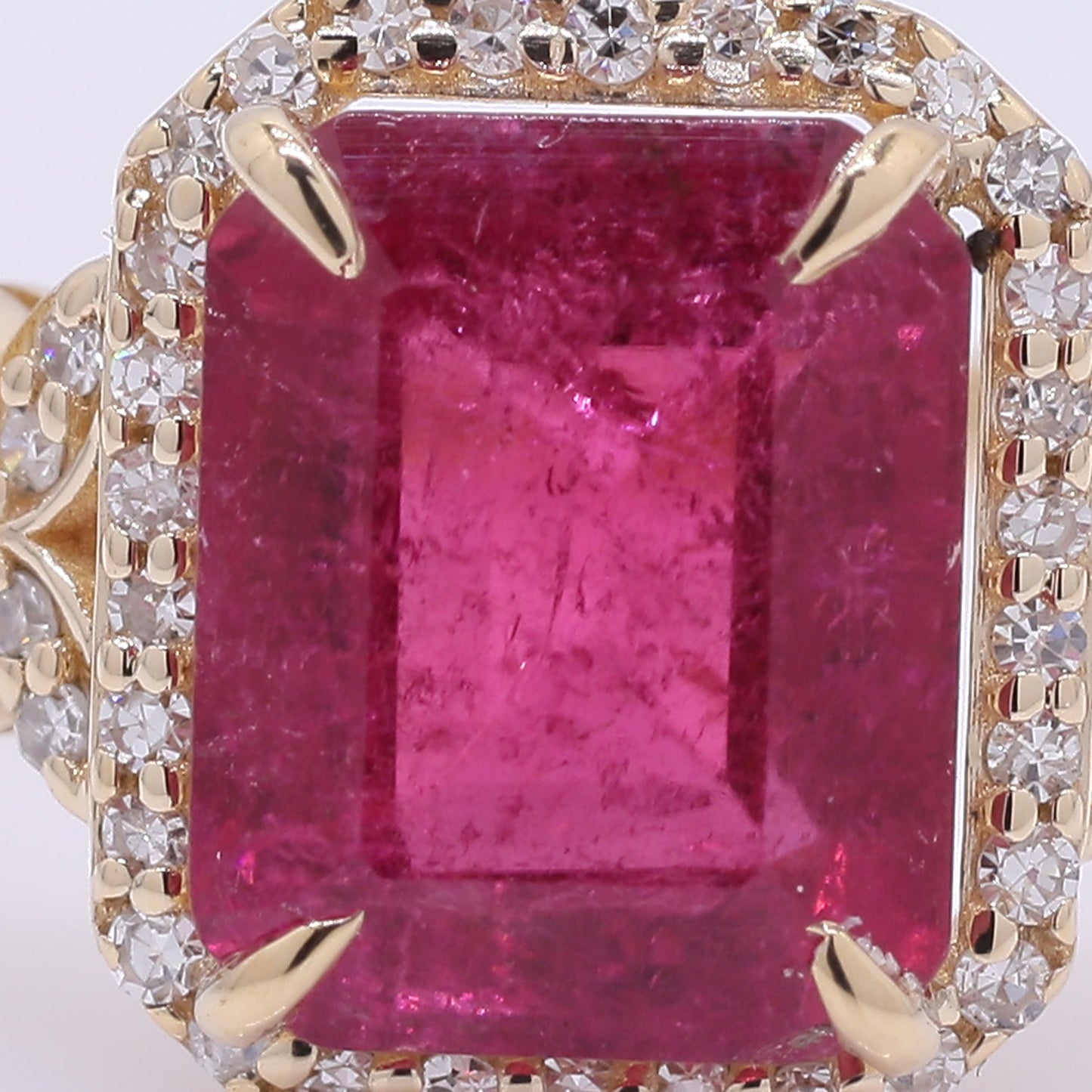 2.57 Ct Octagon Step Cut Natural Pink Tourmaline 14K Gold Ring