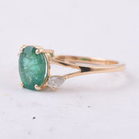 1.61 Ct Oval Natural Emerald 14K Gold Ring