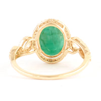 2.70 Ct Oval Carving Natural Beryl Emerald 14K Gold Ring