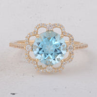 3.69 Ct Round Blue Topaz 9K Gold Ring
