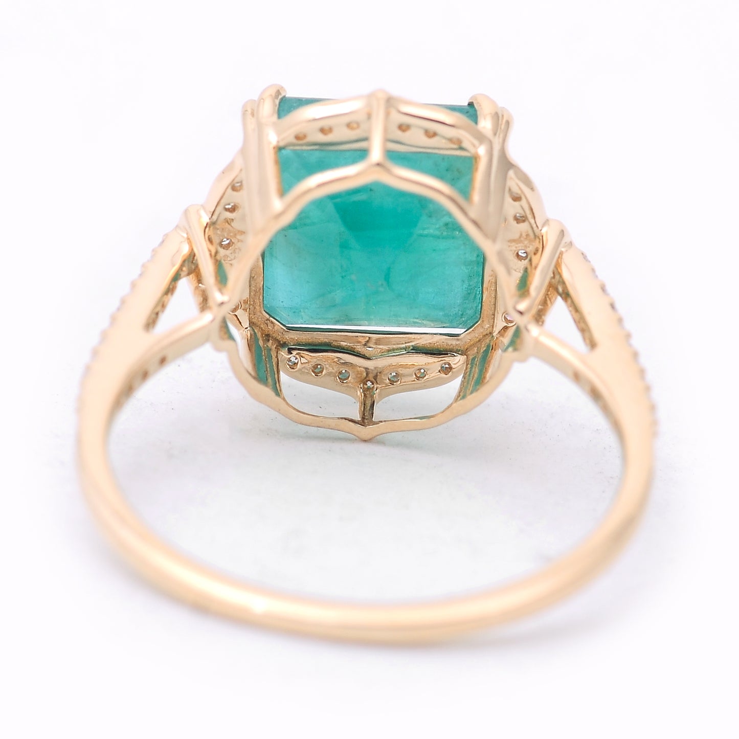 3.75 Ct Octagon Step Cut Natural Emerald 14K Gold Ring