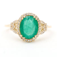 2.25 Ct Oval Natural Emerald 14K Gold Ring