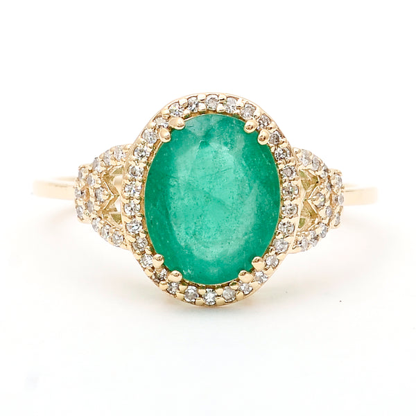 2.25 Ct Oval Natural Emerald 14K Gold Ring
