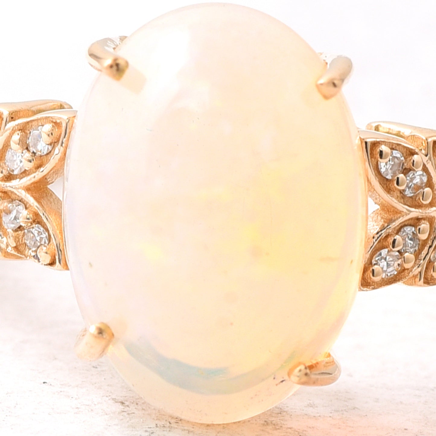 2.87 Ct Oval Cabochon Cut Natural Opal 14K Gold Ring