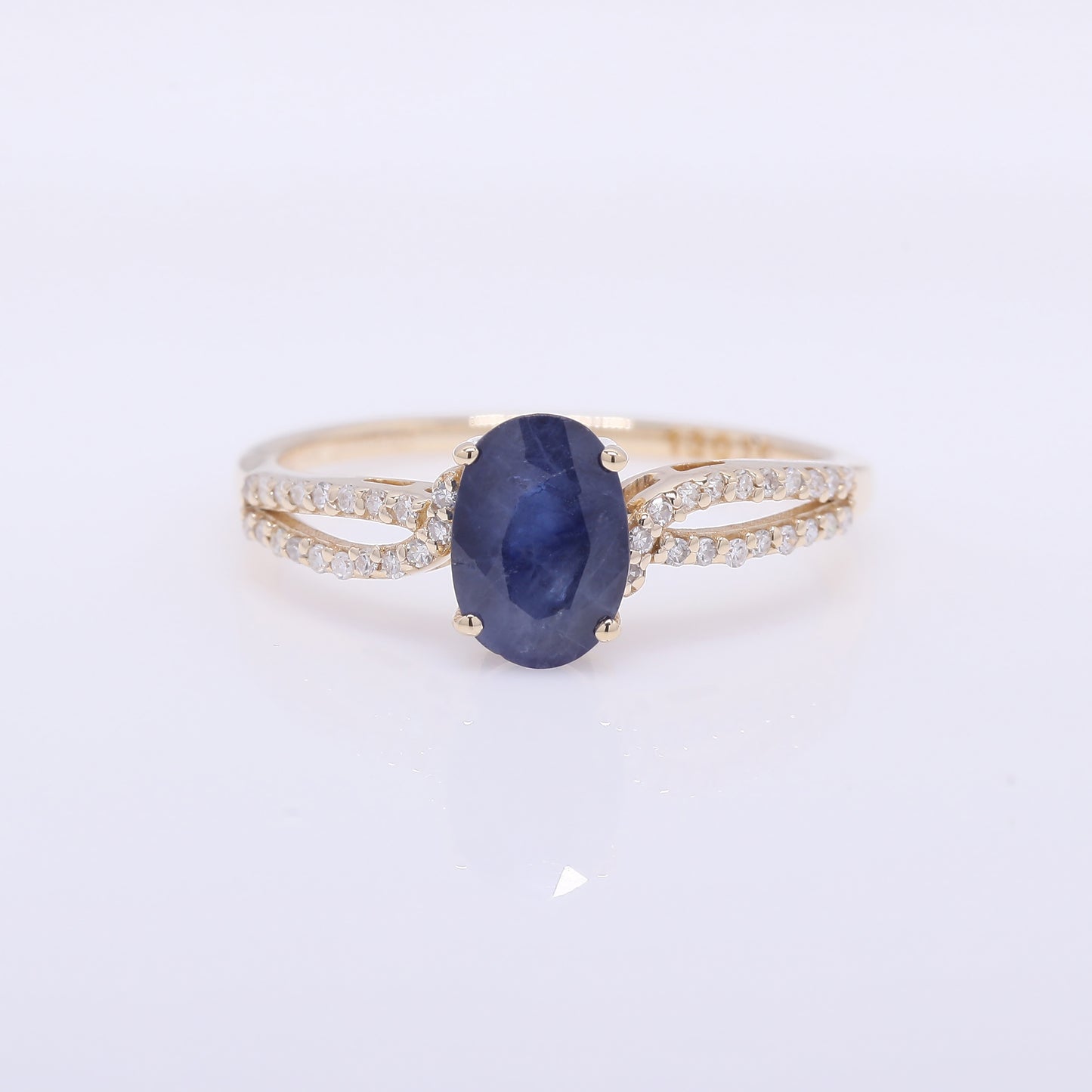 1.56 Ct Oval Mixed Cut Natural Sapphire 14K Gold Ring