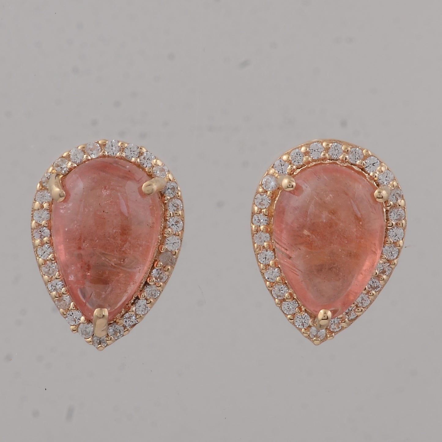 4.02 Ct Pear Pink Tourmaline 9K Gold Earrings