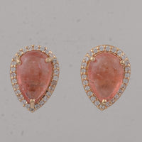 4.02 Ct Pear Pink Tourmaline 9K Gold Earrings