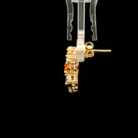 3.26 Ct Round Multi Sapphire 14K Gold Earrings