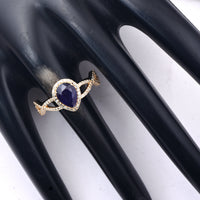 1.71 Ct Pear Mixed Cut Natural Purple Sapphire 14K Gold Ring