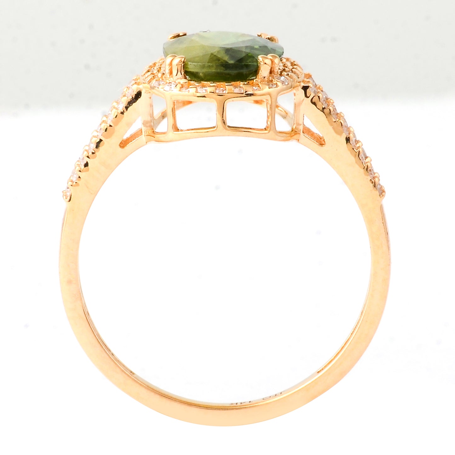 2.38 Ct Oval Mixed Cut Natural Green Sapphire 14K Gold Ring