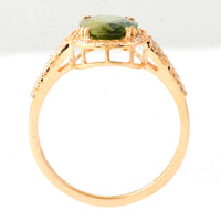 2.38 Ct Oval Mixed Cut Natural Green Sapphire 14K Gold Ring