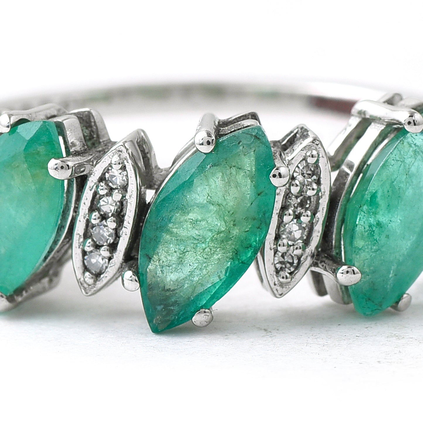 3.56 Ct Marquise Mixed Cut Natural Emerald 950 Platinum Ring