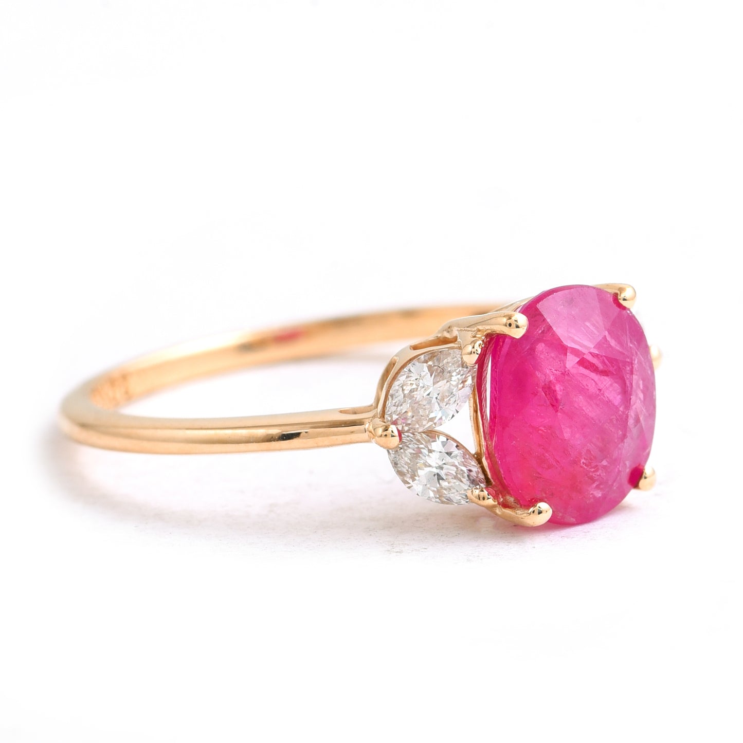 1.46 Ct Oval Mixed Cut Natural Ruby 14K Gold Ring