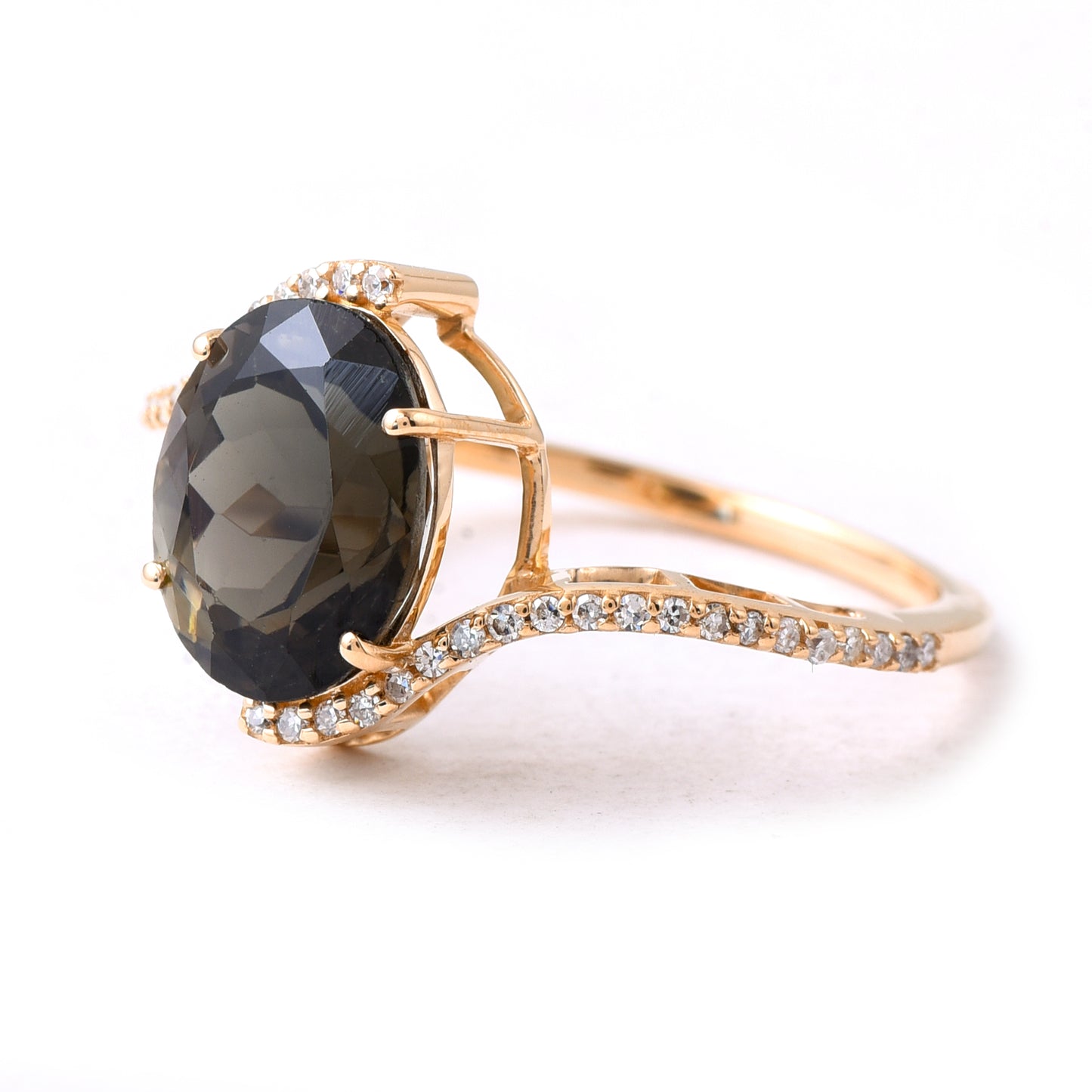 3.04 Ct Oval Mixed Cut Natural Tourmaline 14K Gold Ring