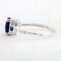 1.62 Ct Oval Created Glass Sapphire 925 Sterling Silver Ring