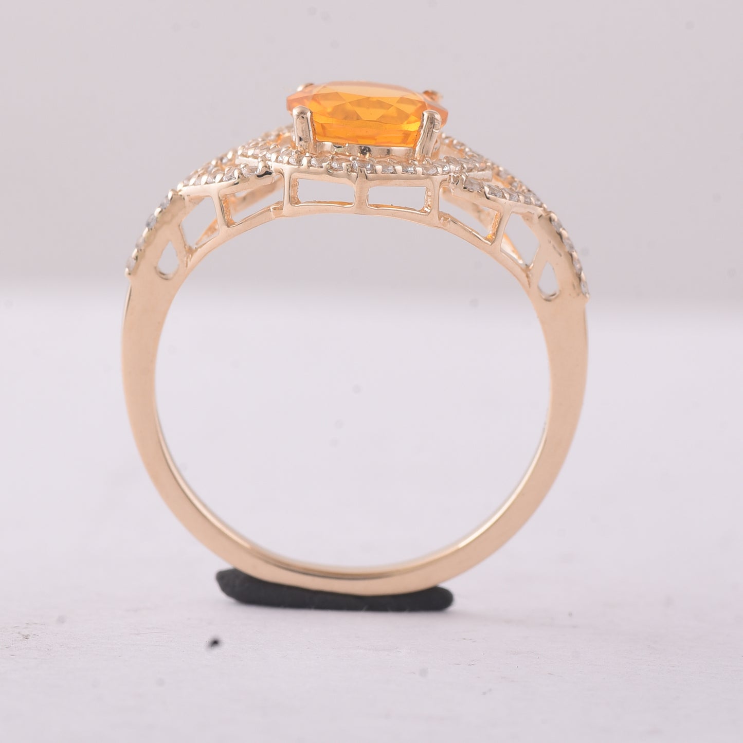 1.03 Ct Round Br.Opal 9K Gold Ring