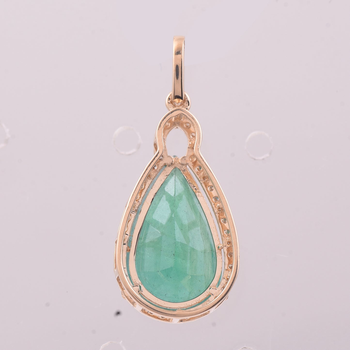 3.95 Ct Pear Mixed Cut Natural Emerald 14K Gold Pendant