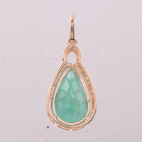 3.95 Ct Pear Mixed Cut Natural Emerald 14K Gold Pendant