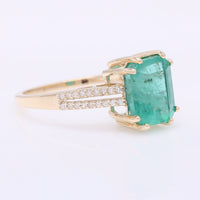 2.75 Ct Octagon Step Cut Natural Emerald 14K Gold Ring