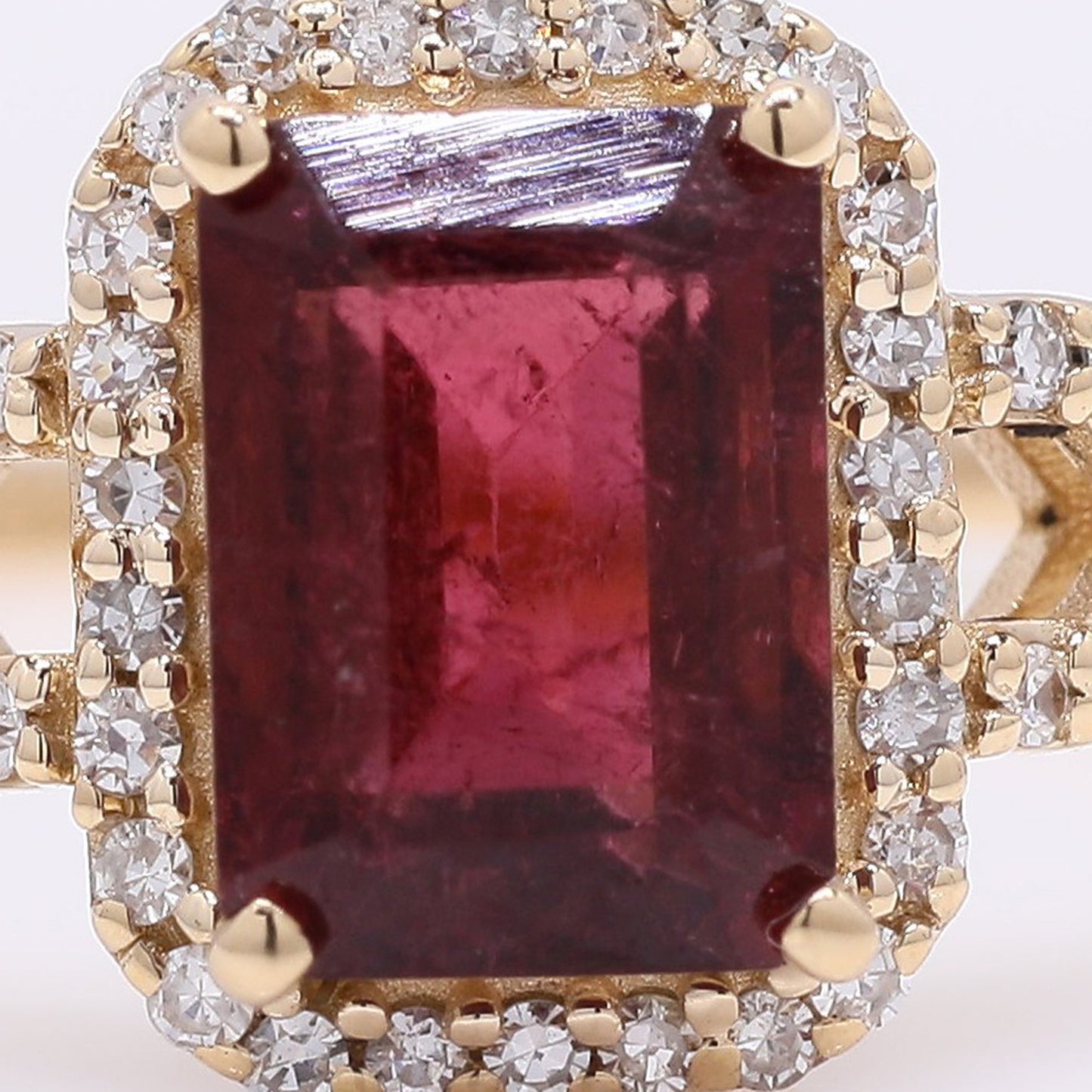 1.42 Ct Octagon Step Cut Natural Rubellite 14K Gold Ring