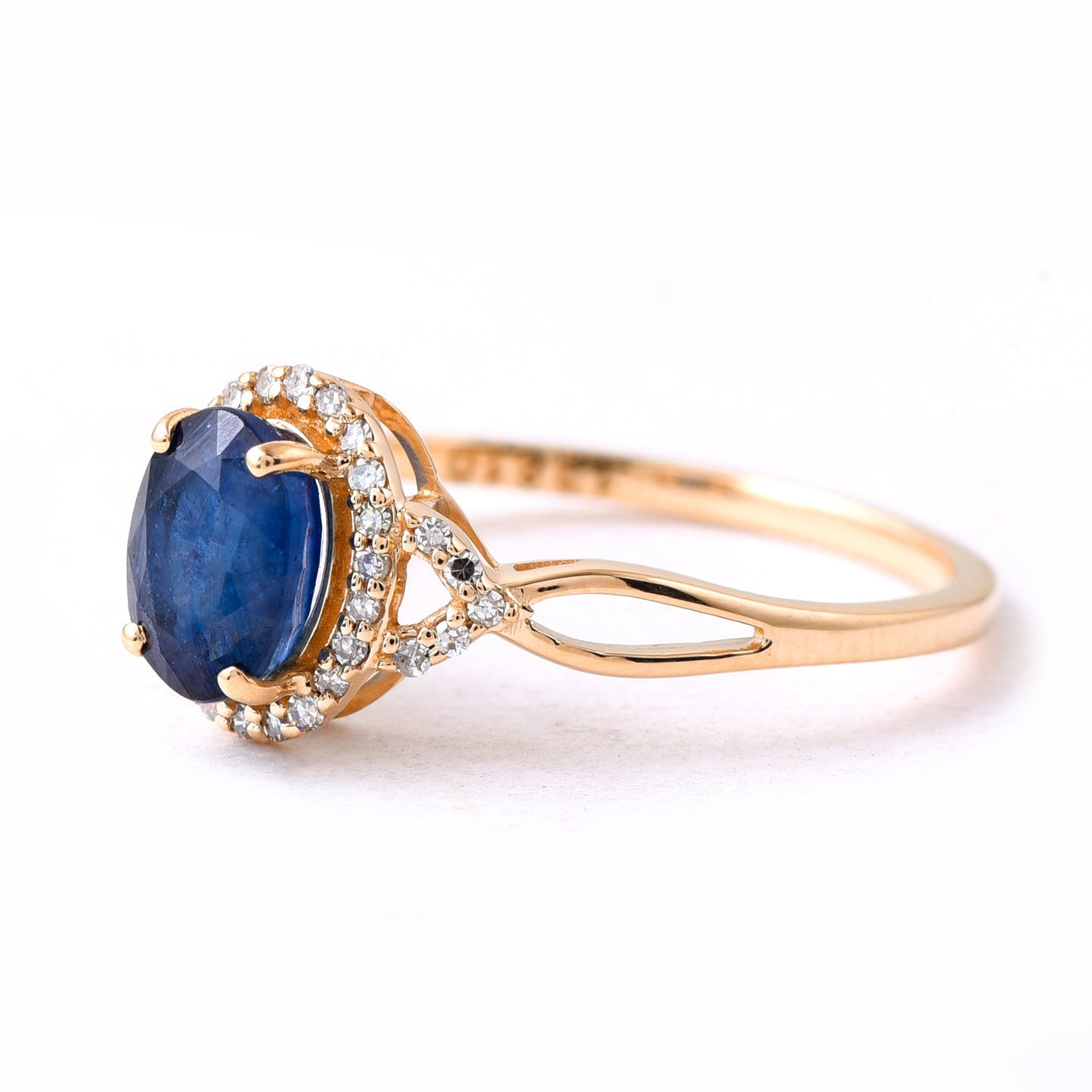 1.50 Ct Oval Mixed Cut Natural Sapphire 14K Gold Ring