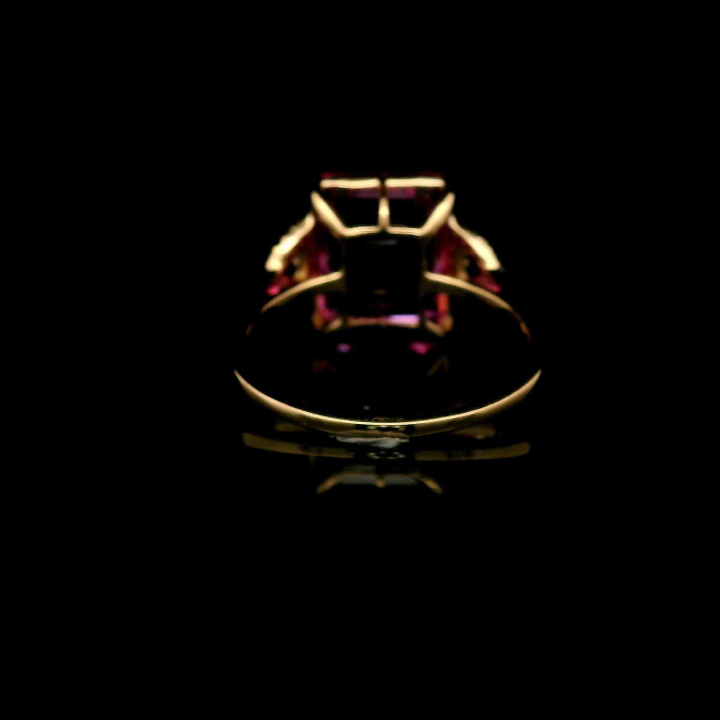 7.87 Ct Emerald Cut Lab Grown Pink Sapphire 14K Gold Ring