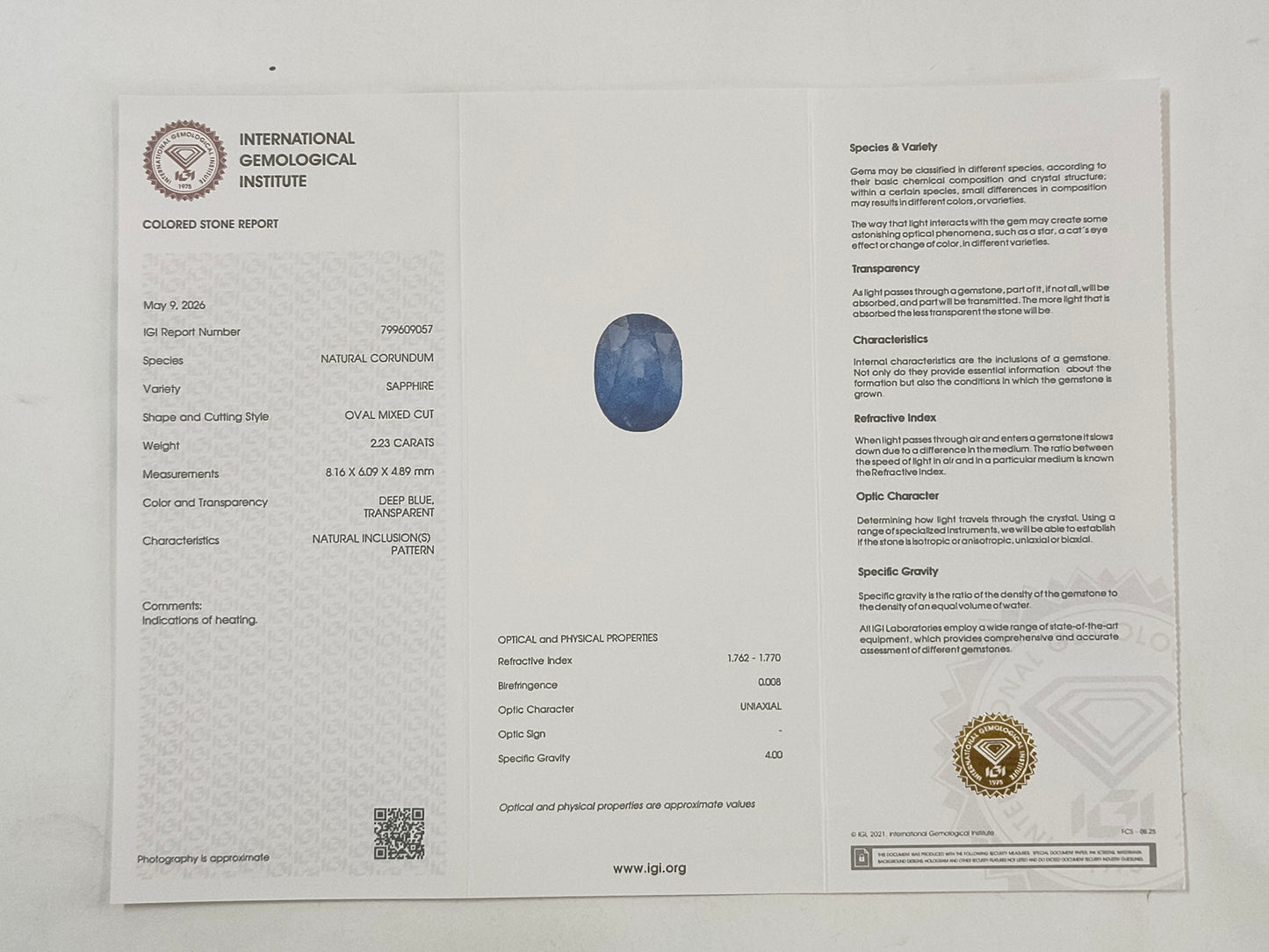 2.23 Natural Corundum Sapphire Oval Mixed Cut Gemstone