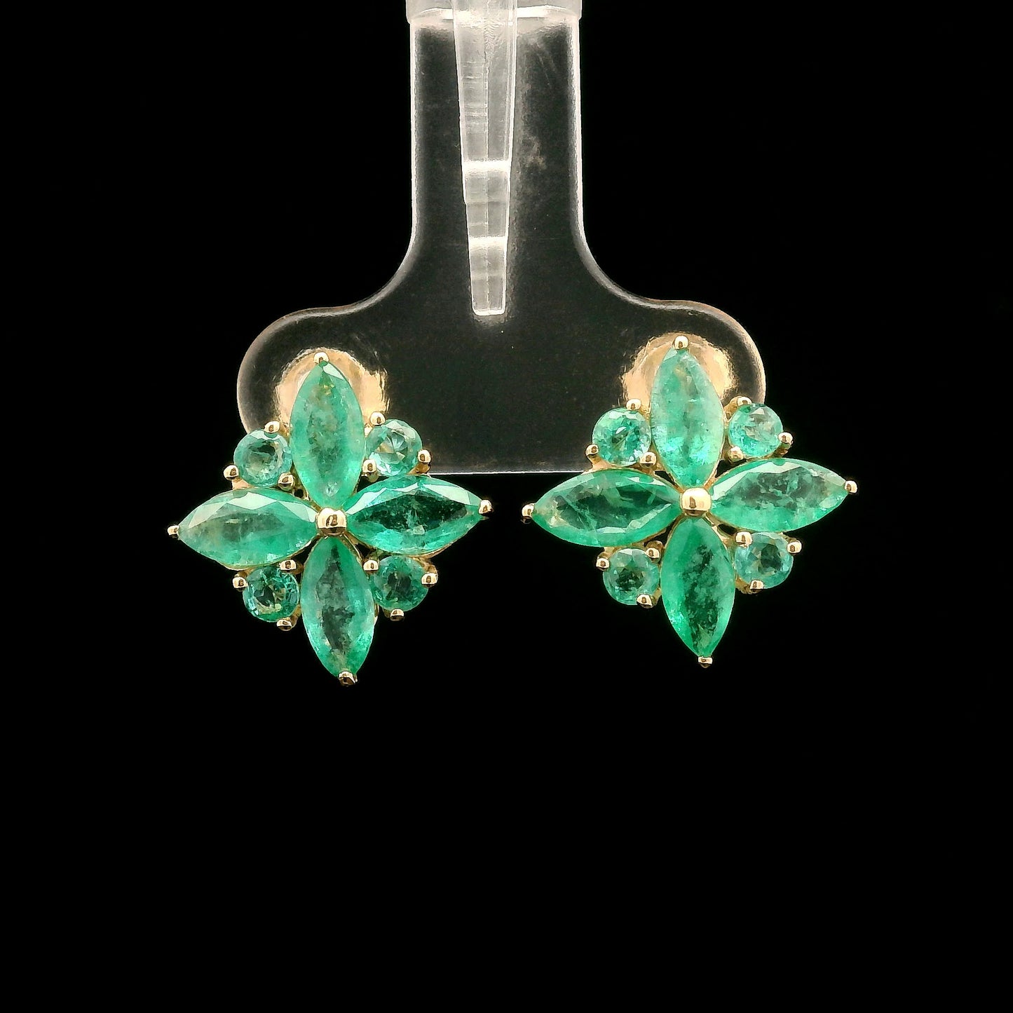 3.14 Ct Marquise Emerald 14K Gold Earrings