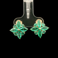 3.14 Ct Marquise Emerald 14K Gold Earrings