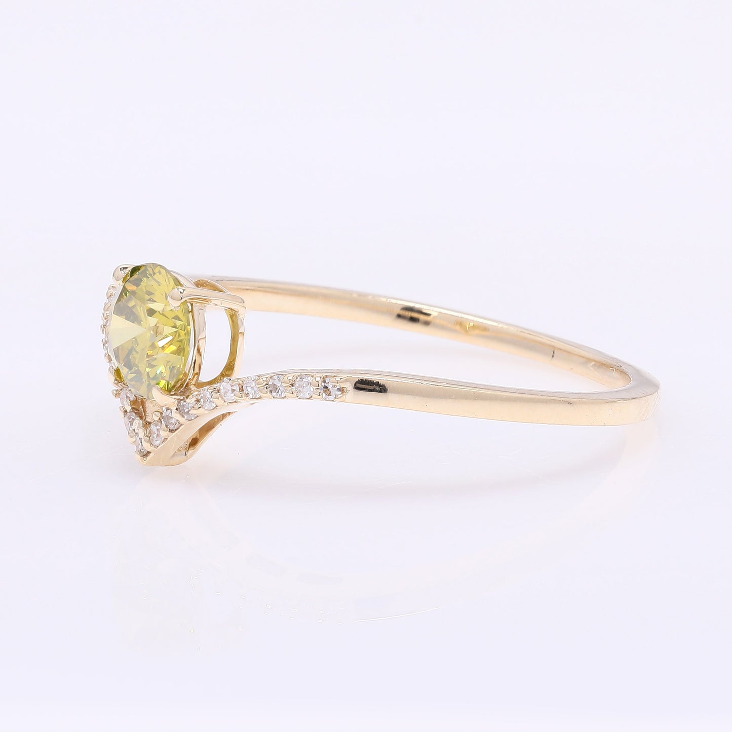 0.59 Ct Round Yellow Diamond 14K Gold Ring