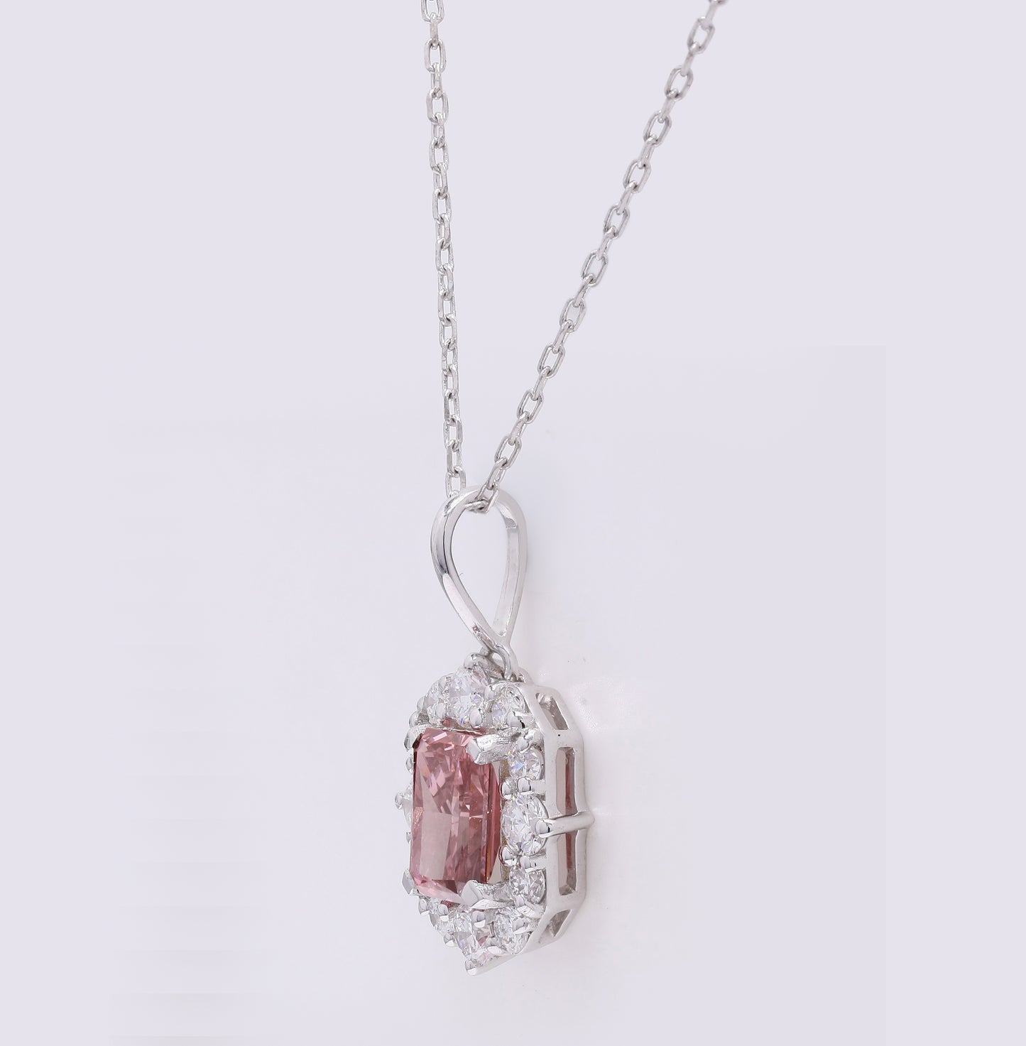 1.56 Carats Fancy Vivid Pink Lab Grown Diamond 14K Gold Pendant