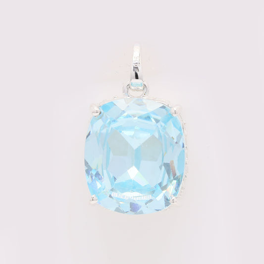 14.56 Ct Cushion Blue Cz 925 Silver Pendant