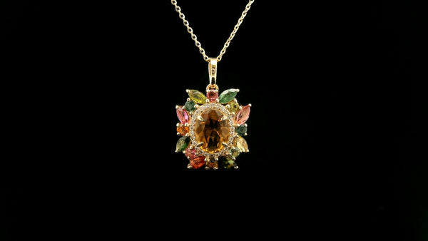 2.13 Ct Oval Tourmaline 14K Gold Pendant