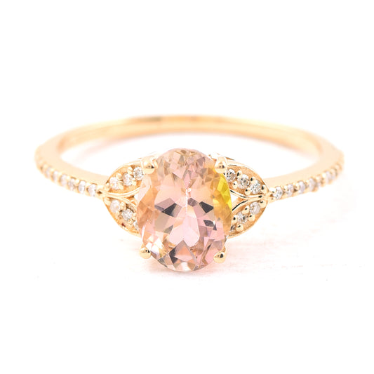 1.49 Ct Oval Mixed Cut Natural Pink Tourmaline 14K Gold Ring