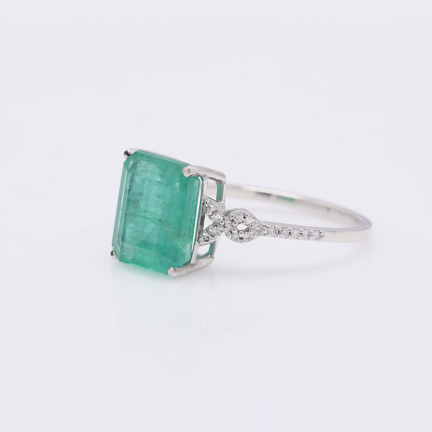 3.33 Ct Octagon Step Cut Natural Emerald 950 Platinum Ring