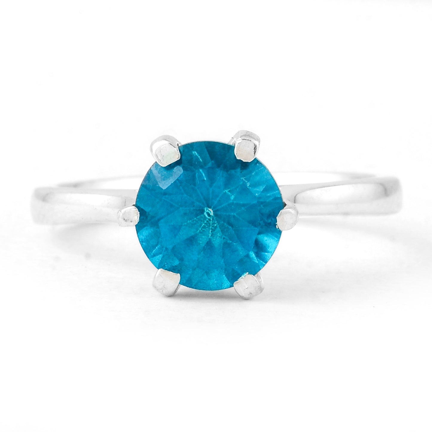 1.65 Ct Round Pariba Topaz, 925 Sterling Silver Ring